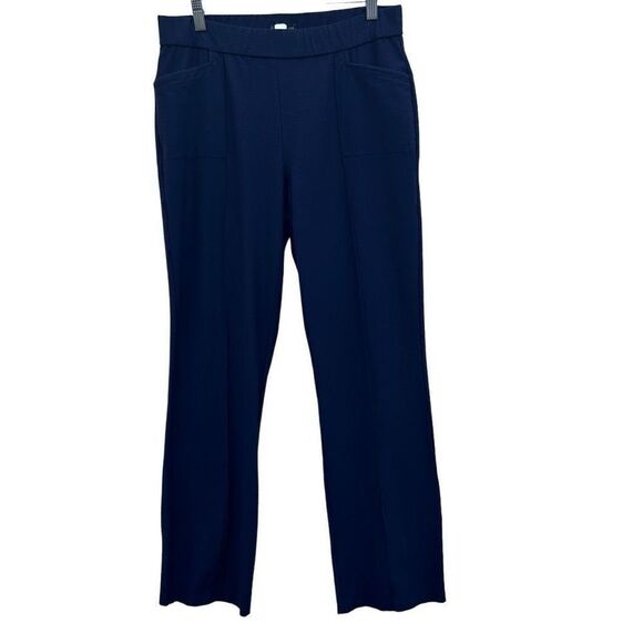 Eileen Fisher Navy Blue Pants Women’s Medium Front Seam Pockets Pull On Stretch - Picture 1 of 11